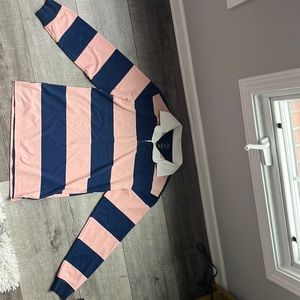 Original Use, navy and salmon rugby shirt, size small